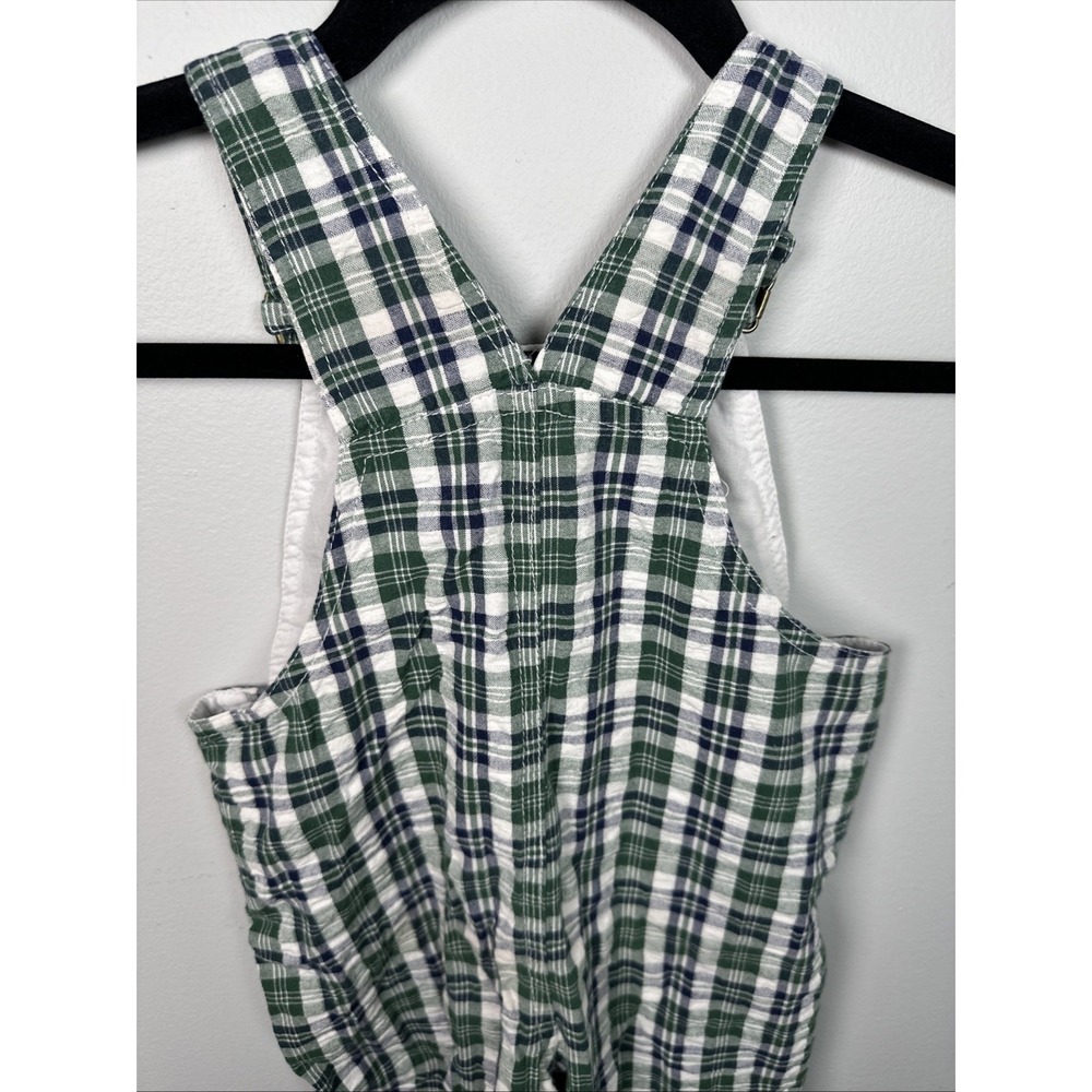Vintage 24 Mo Baby Overalls Romper Plaid Golf Green Bear Pants 100% Cotton - Picture 10 of 11